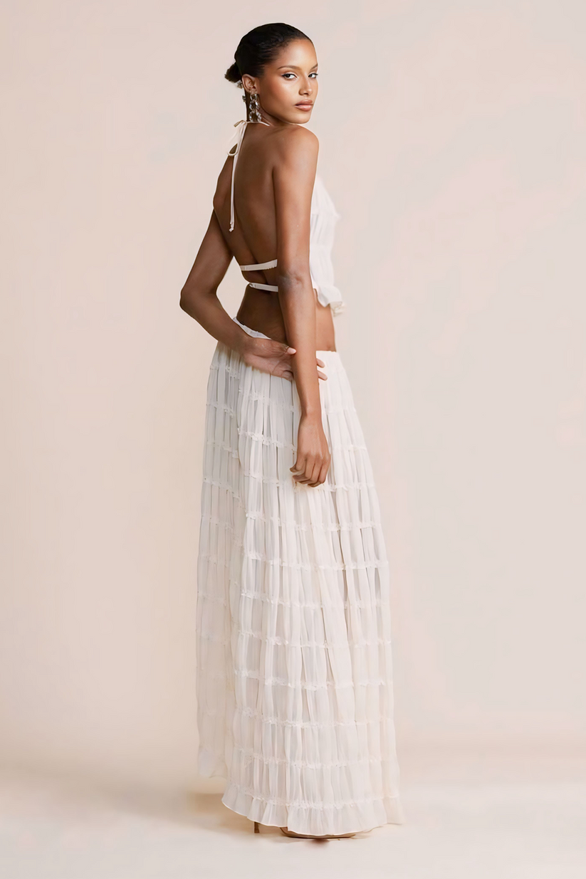 White Co-ord Maxi Skirt Set