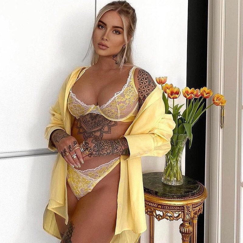 Lace Yellow Bra and Panty Set